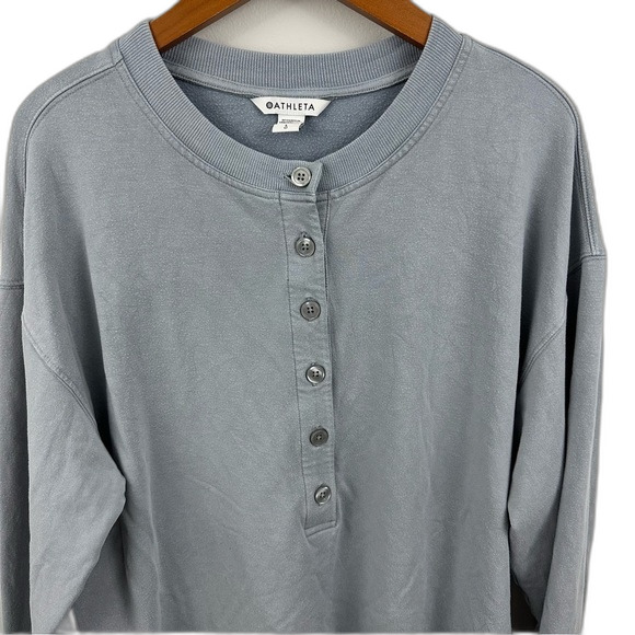 Athleta Baby Blue Balance Henley Sweatshirt Size Large - Picture 6 of 15